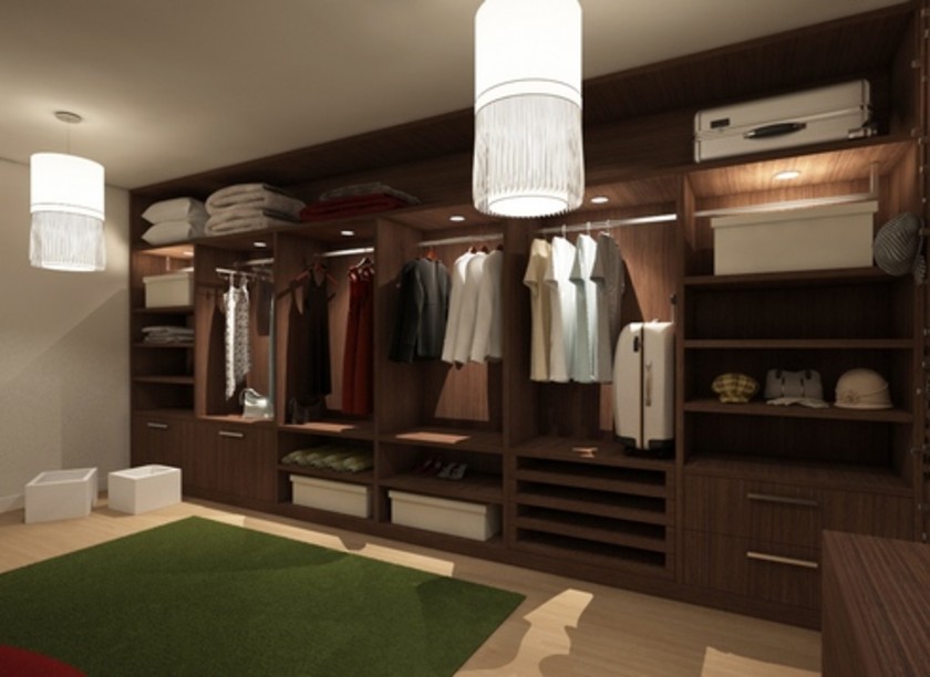 Классическая гардеробная комната из массива с подсветкой Златоуст